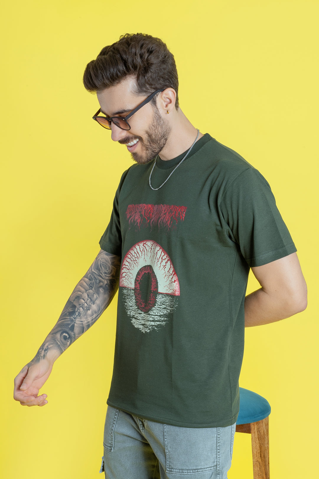 Men's Regular Fit Olive T-Shirt