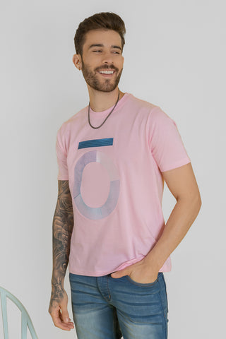 Men's Round Neck Pink T-Shirt - Regular Fit