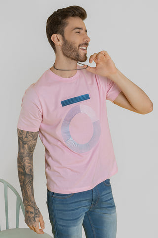 Men's Round Neck Pink T-Shirt - Regular Fit