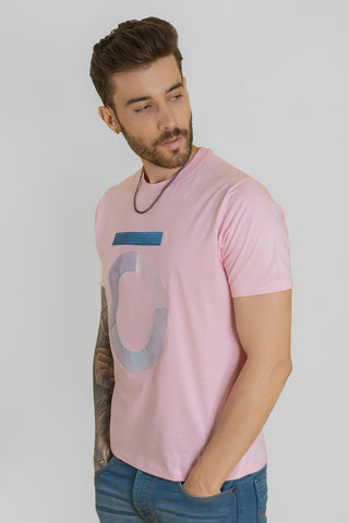 Men's Round Neck Pink T-Shirt - Regular Fit