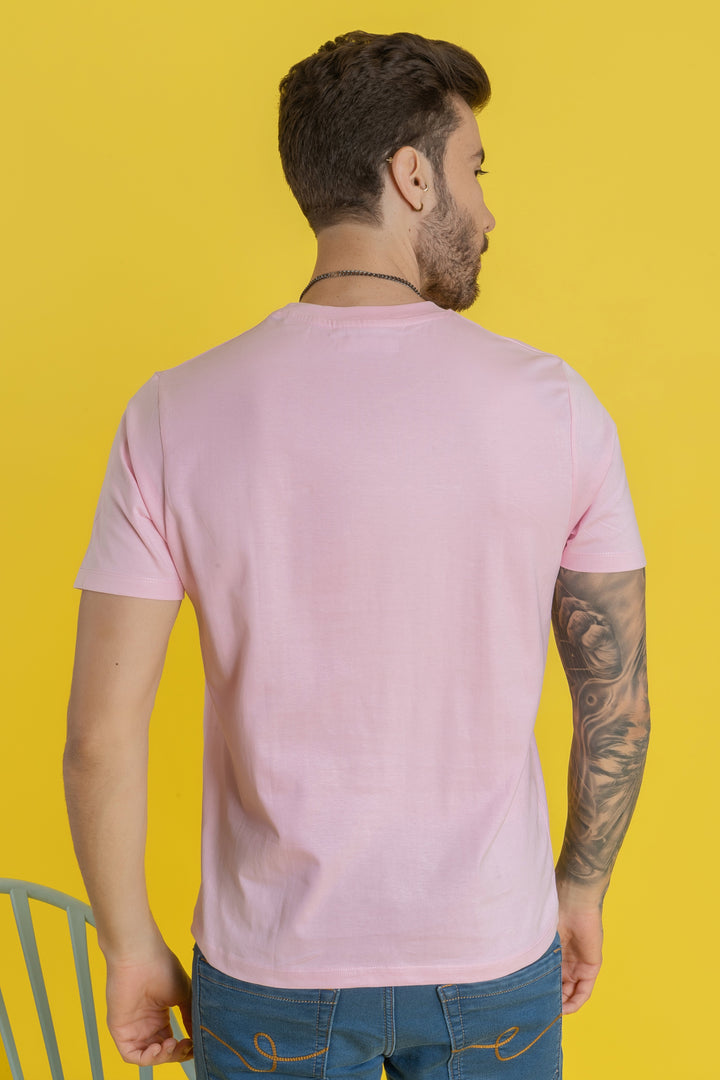 Men's Round Neck Pink T-Shirt - Regular Fit