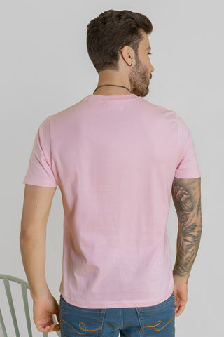 Men's Round Neck Pink T-Shirt - Regular Fit