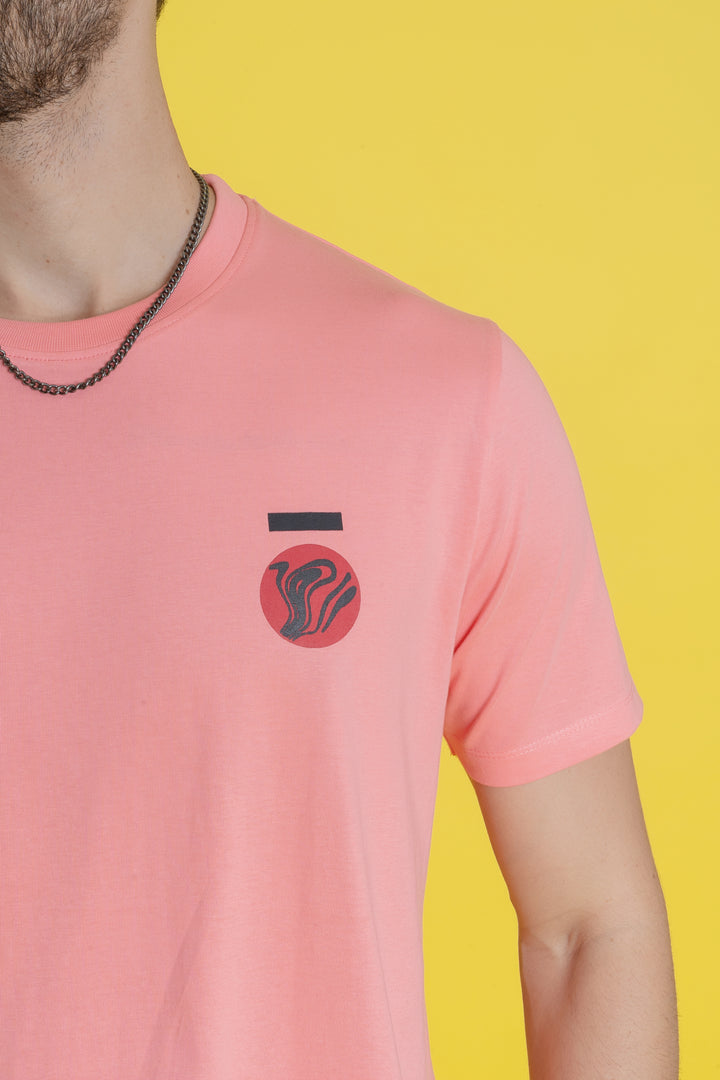 Men's Printed Salmon Pink T-Shirt - Regular Fit