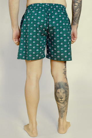 Men's Printed Dark Green Boxers - Regular Fit