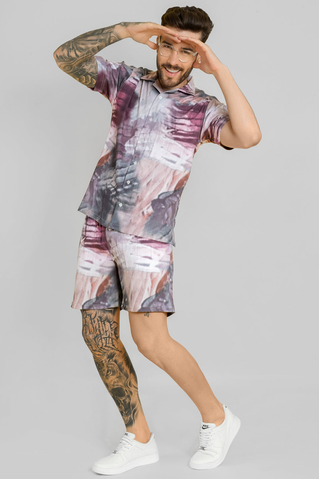 Men's Multicolor Abstract Print Co-ord Set