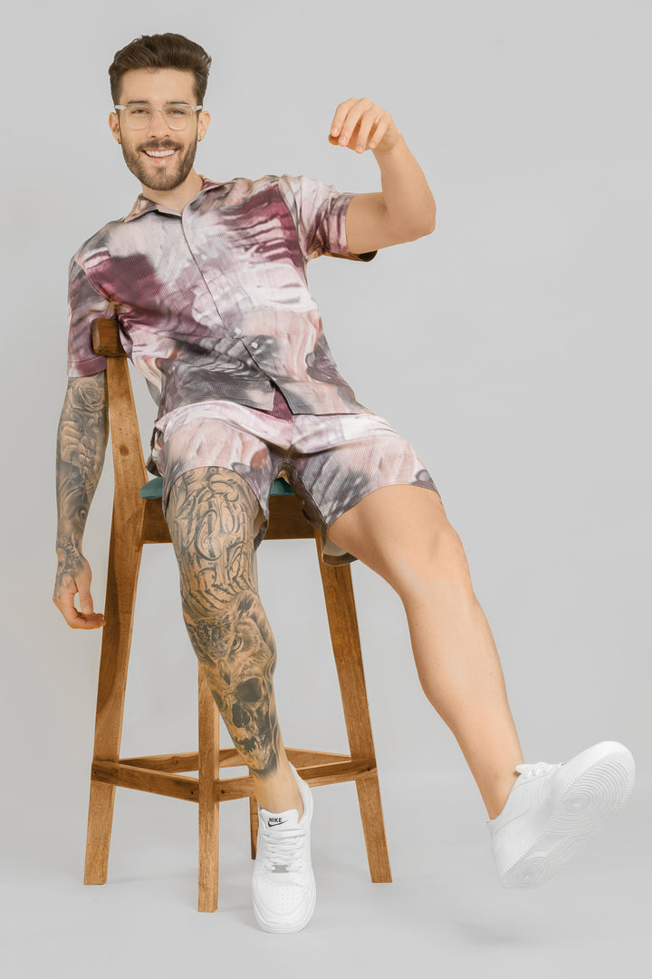 Men's Multicolor Abstract Print Co-ord Set