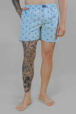 Men's Printed Sky Blue Boxers - Regular Fit