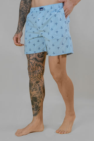 Men's Printed Sky Blue Boxers - Regular Fit