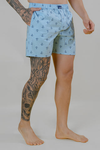 Men's Printed Sky Blue Boxers - Regular Fit