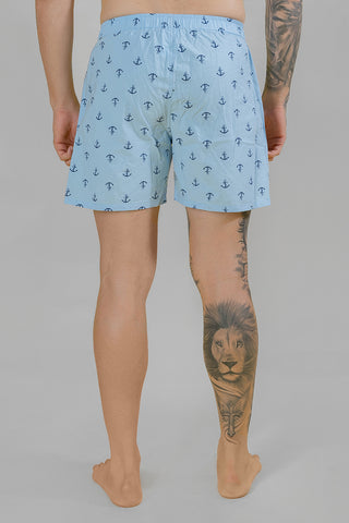 Men's Printed Sky Blue Boxers - Regular Fit