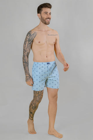 Men's Printed Sky Blue Boxers - Regular Fit