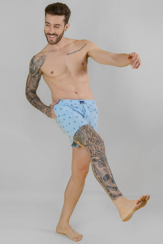 Men's Printed Sky Blue Boxers - Regular Fit