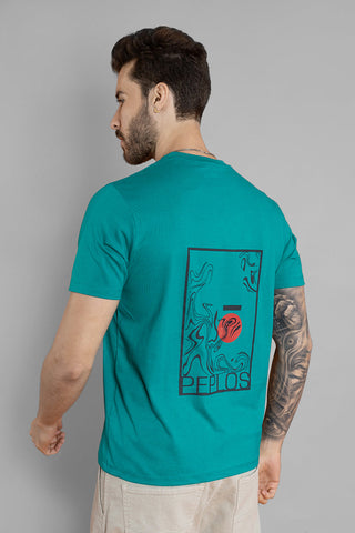 Men's Printed Pine Green T-Shirt - Regular Fit