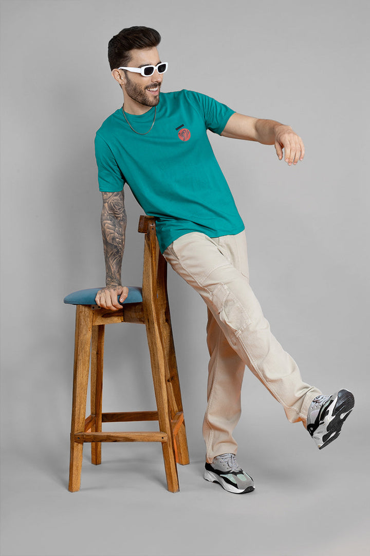 Men's Printed Pine Green T-Shirt - Regular Fit