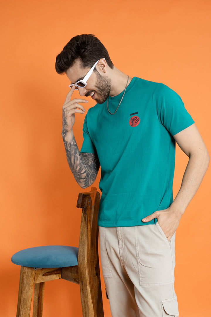 Men's Printed Olive Green T-Shirt - Regular Fit