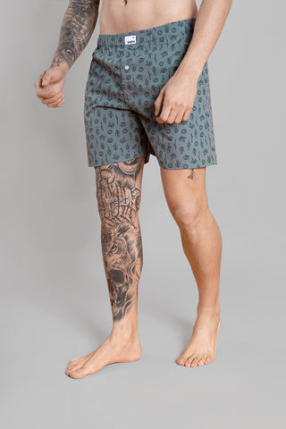 Men's Green Cotton Boxers - Printed Pattern