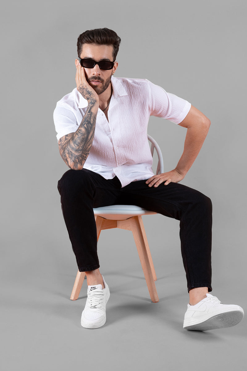 Trending Casual White Cotton Plain Shirt for Men