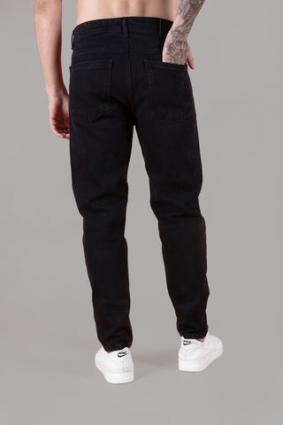 Men's Baggy Fit Black Jeans - Button Closure