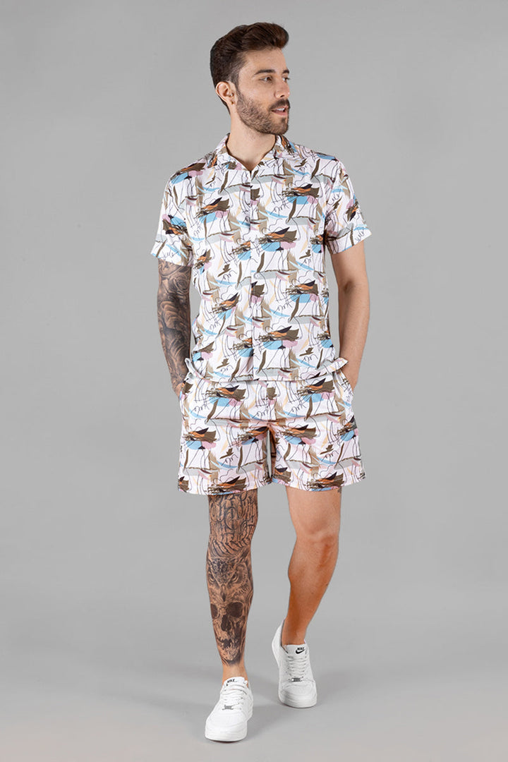 Men's Abstract Print Co-ords Set