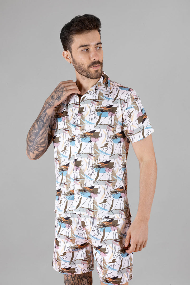 Men's Abstract Print Co-ords Set