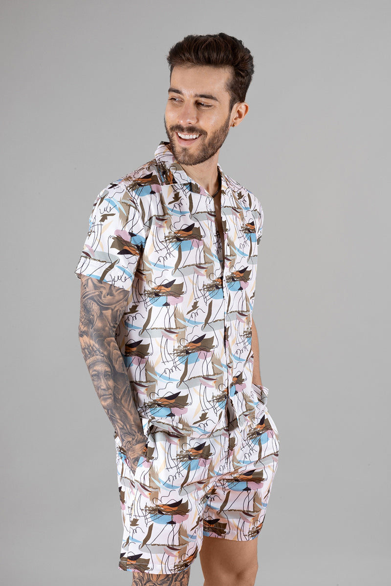 Men's Abstract Print Co-ords Set