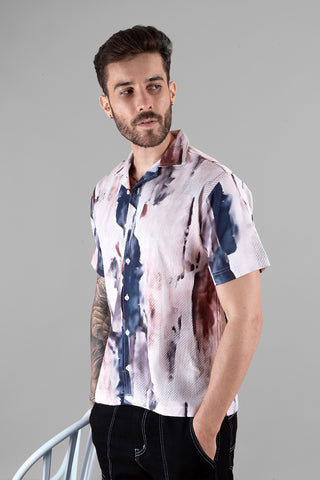 Multi-Colored Patterned Print Men's Shirt - Regular Fit