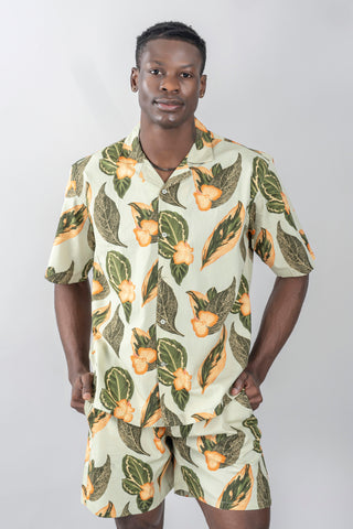 Printed Yellow Summer Co Ord Set For Men