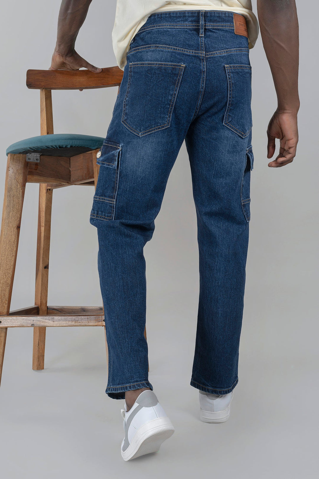 Regular Fit Dark Blue Cargo Jeans