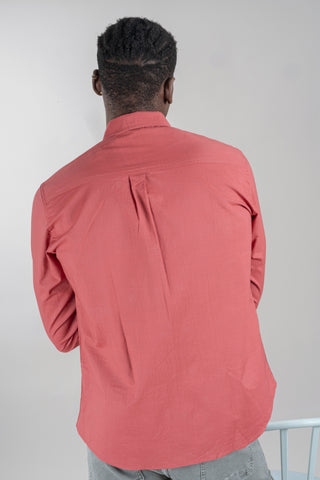 Solid Plain Red Cargo Shirt For Men