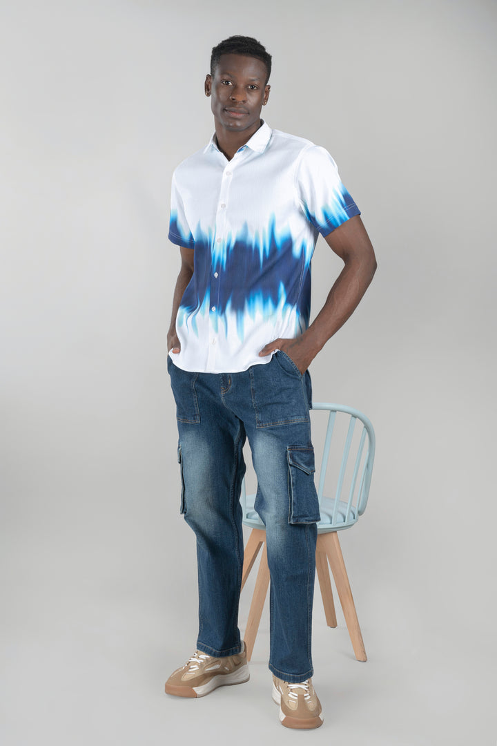 Trending Blue White Casual Printed Shirt