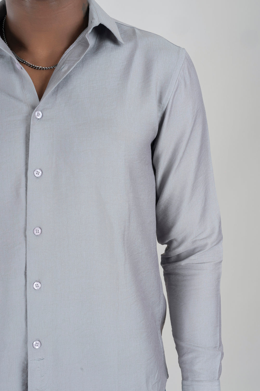 Men's Textured Full Sleeve Ash Grey Shirt