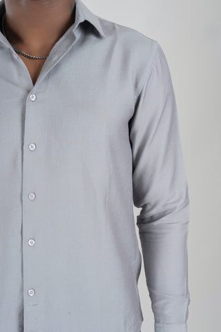 Men's Textured Full Sleeve Ash Grey Shirt