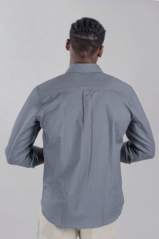 Grey Colour Plain Shirt Double Pocket