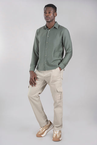 Men's Full Sleeves Textured Laurel Green Shirt