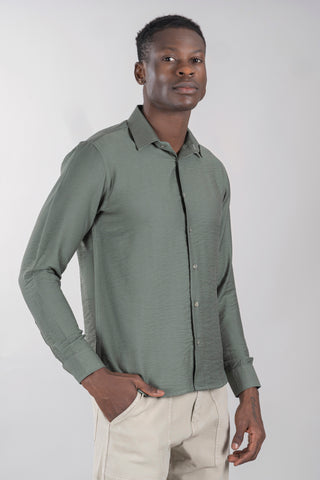 Men's Full Sleeves Textured Laurel Green Shirt