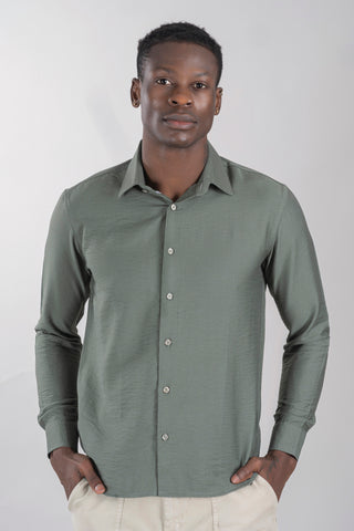 Men's Full Sleeves Textured Laurel Green Shirt