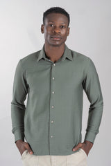 Men's Full Sleeves Textured Laurel Green Shirt