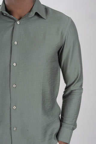 Men's Full Sleeves Textured Laurel Green Shirt