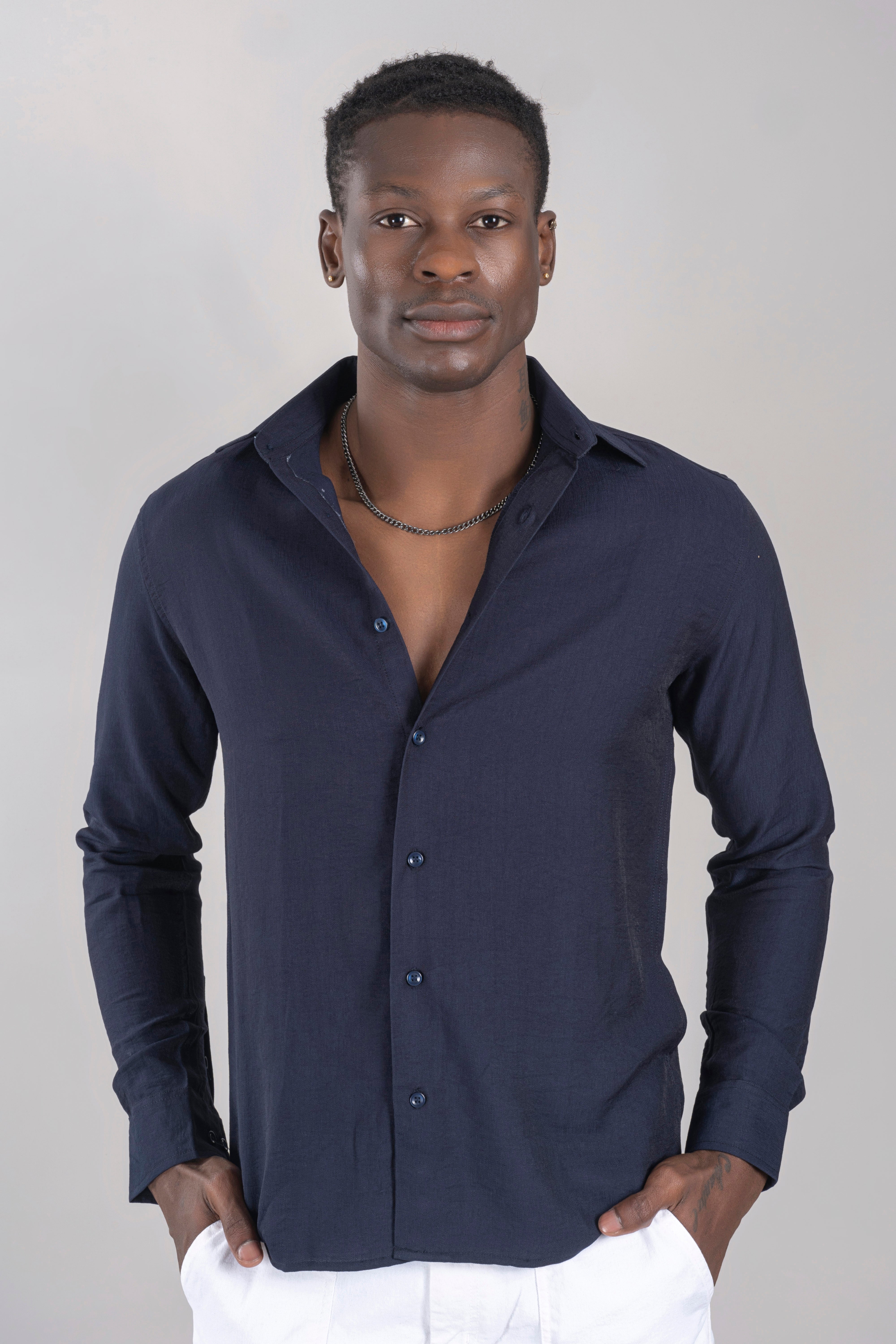 Full Sleeves Navy Blue Colour Shirt