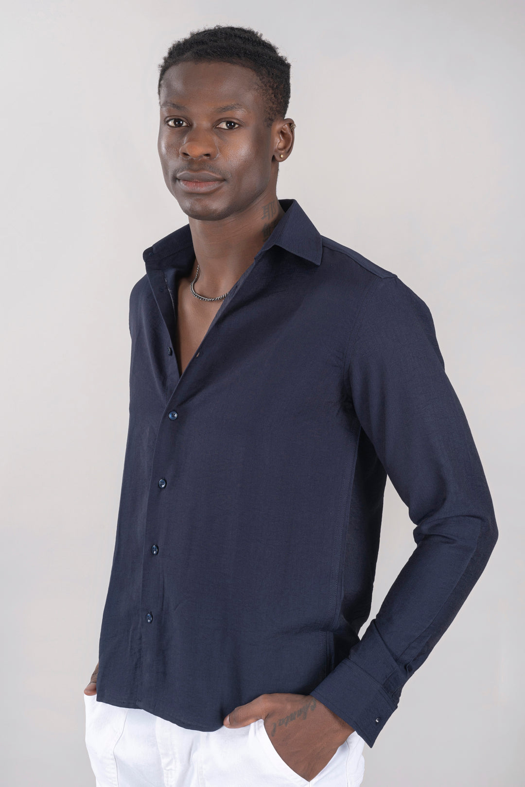 Full Sleeves Navy Blue Colour Shirt