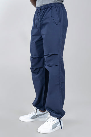 Navy Blue Parachute Pants For Men