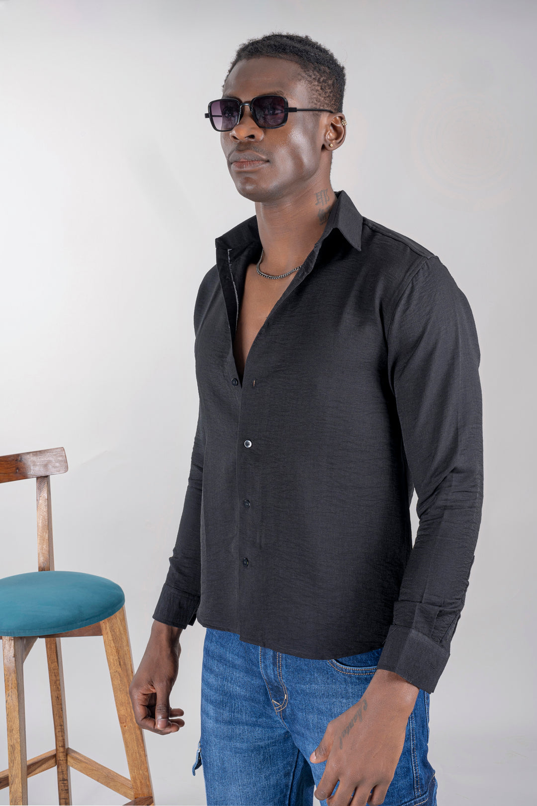 Men's Long Sleeve Black Shirt