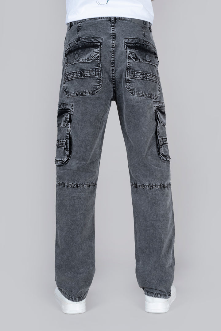 Regular Fit Dark Grey Denim Cargo Jeans