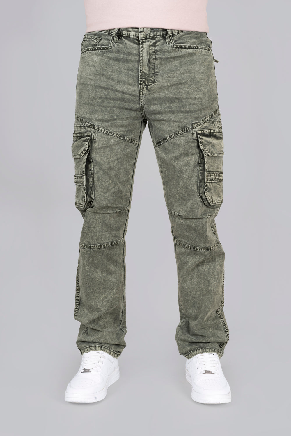 Dark Green Cargo Jeans For Men