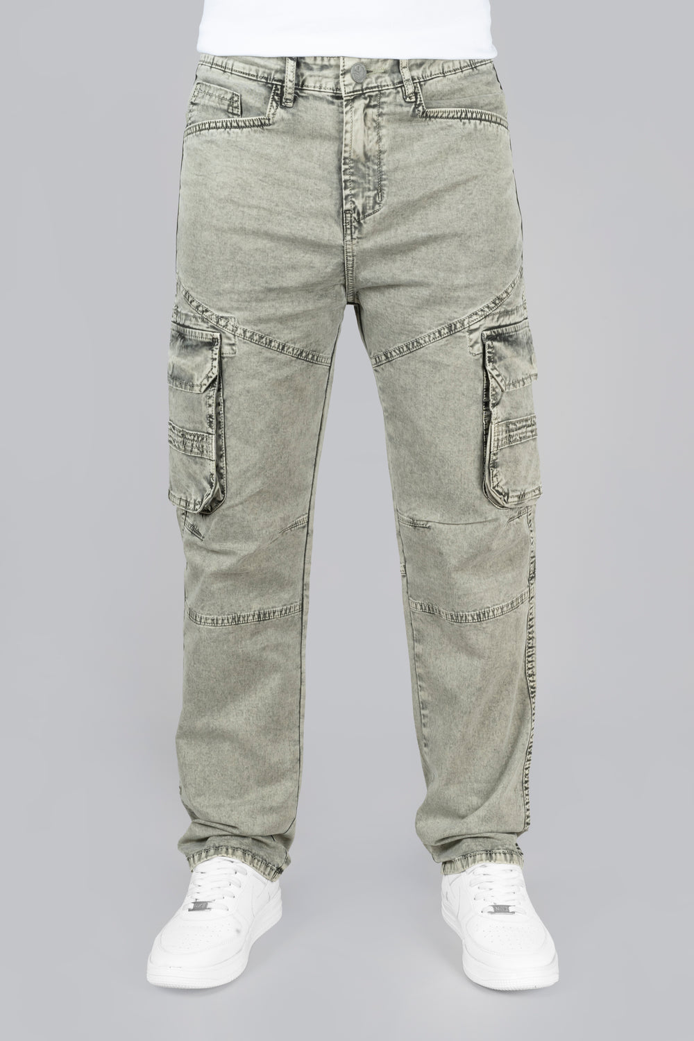 Light Green Denim Cargo Jeans