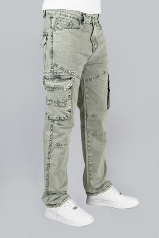 Light Green Denim Cargo Jeans