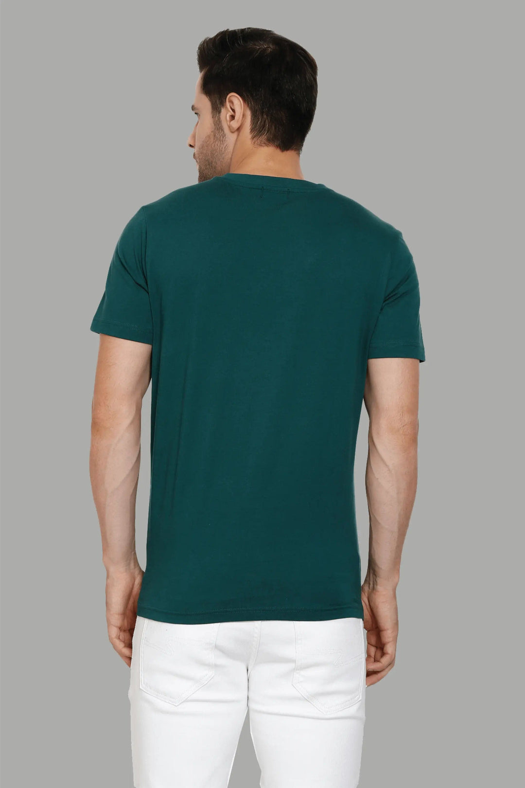 Regular Fit Green Cotton Tropical Printed Round Neck Men's T-Shirt - Peplos Jeans 