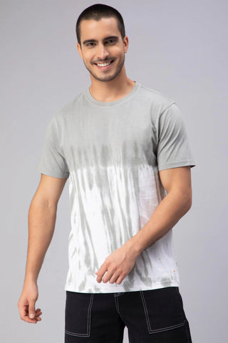 Premium Cotton Men's Grey Tie & Dye Tee Shirt