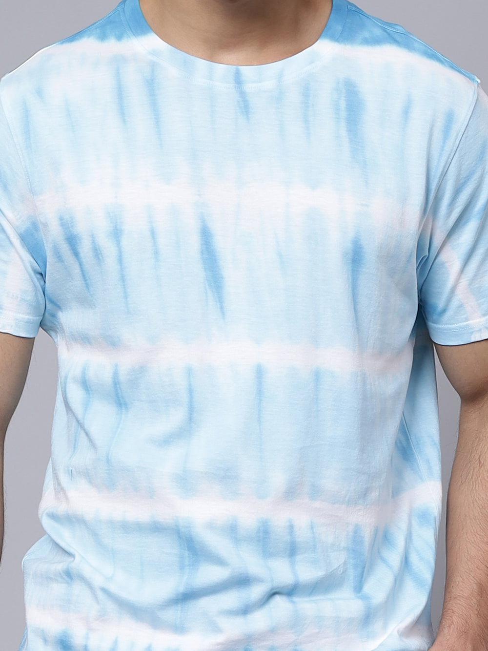 Men's Sky Blue Pure Cotton Tie & Dye T-shirt - Peplos Jeans 