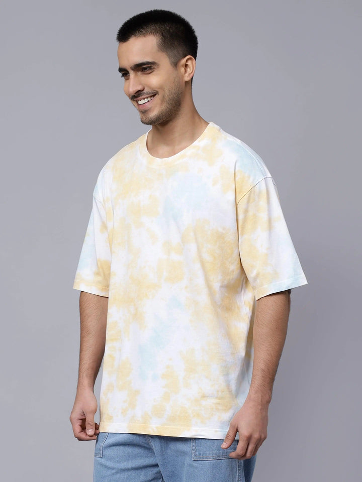 Men's Multi Color Pure Cotton Tie & Dye Oversized T-shirt - Peplos Jeans 